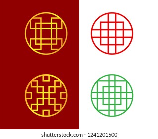 Set of Circle Chinese window frame , vector art