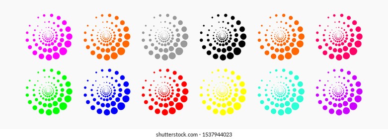 Set the circle of colorful abstract dotted on a white background.