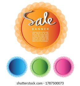Conjunto de formas de vectores de iconos de color circular, banner de venta, pegatina, etiqueta, icono, botones, etiquetas, banner de promoción, marketing, elementos de diseño para el negocio