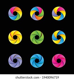 set of circle coloured logo design vector