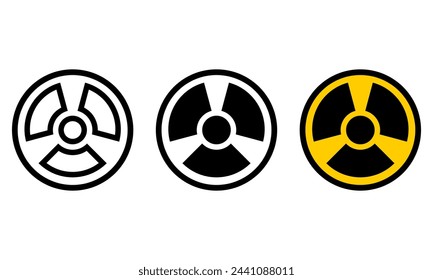 Set circle dangerous nuclear radiation sign icon flat vector design