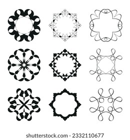 Conjunto de elementos de diseño gráfico decorativo y circular.