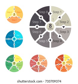 Set of circle diagram for business. Infografic process template. Vector illustration isolated on a gray background.