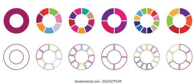 Set of circle diagram, infographic design. Pie chart for data analysis, business presentation, UI, web design. Vector illustration eps 10. 
