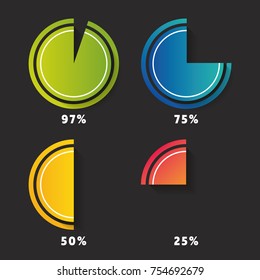 Set of circle diagrams - pie graphs - for infographics. Modern design diagrams for your statistics. Arrives in four different color variations.