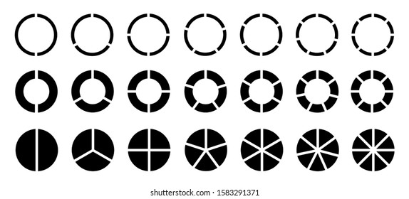 Set of circle diagrams vector illustration. EPS 10