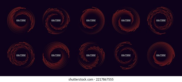 Conjunto de líneas de velocidad de puntos de círculo. Elemento de diseño para marco, logotipo, tatuaje, páginas web, impresiones, carteles, plantilla, fondo vectorial abstracto.