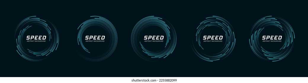 Set of circle dotted speed lines. Design element for frame, logo, tattoo, web pages, prints, posters, template, abstract vector background.