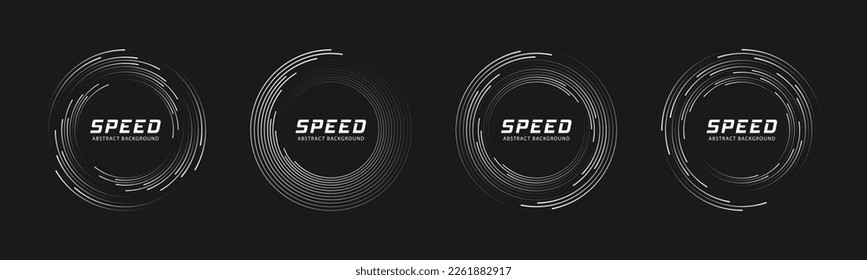Set of circle dotted speed lines. Design element for frame, logo, tattoo, web pages, prints, posters, template, abstract vector background.
