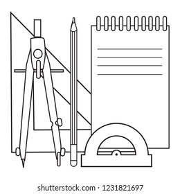 set of a circle drawer set pencil notebook protractor ruler