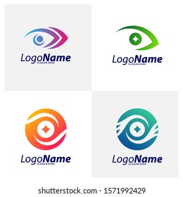 Set of Circle Eye Logo Design Concept Vector. Eye logo Template. Icon Symbol. Illustration