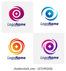 Set of Circle Eye Logo Design Concept Vector. Eye logo Template. Icon Symbol. Illustration