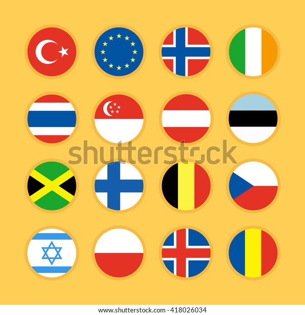 Set Circle Flag Icons Flat Design Stock Vector (Royalty Free) 418026034 ...