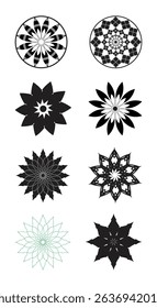 Set of circle floral flower pattern illustration vector design.