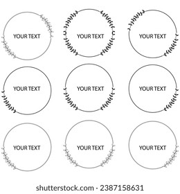 Conjunto de marco floral circular. Borde para banner, boda, diseño de tarjeta de felicitación. Dibujar ilustración vectorial de estilo. Copiar espacio para texto. Dibujo de tinta.