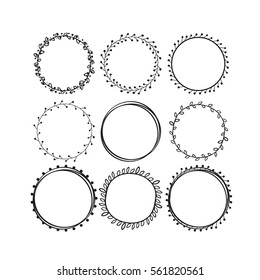 Set of circle floral frames. Vintage vector clip art set for wedding, holiday and greeting cards, web design and other