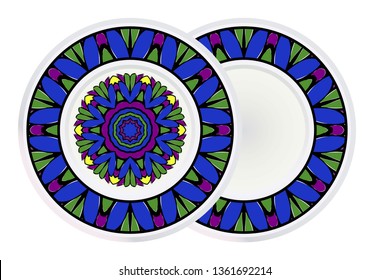 Set of Circle Floral Pattern and frame. Hand Draw Mandala. Decorative Elements. Vector Illustration. Anti-Stress Therapy Pattern.
