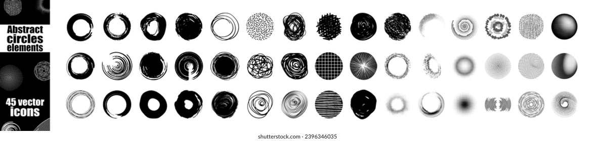 a set of Circle Form. Big collection of round Logos. Fancy abstract element circle frame logo bundle
