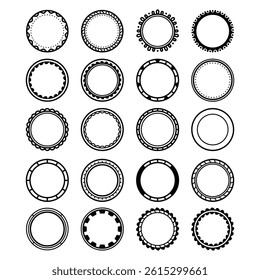 Set of circle frame line art vector	