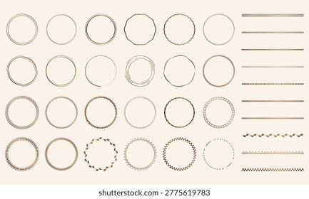 set of circle frame, line pattern, geometric frame, border