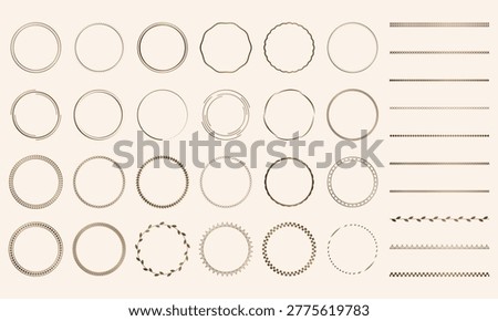 set of circle frame, line pattern, geometric frame, border