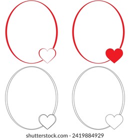 A set of circle frames with a heart