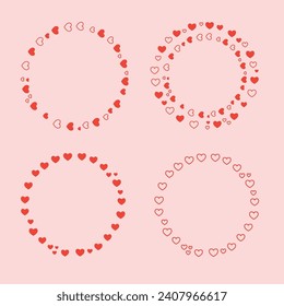 Set of circle Frames of hearts, Heart circle round frames