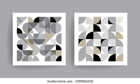 Set of circle geometric design cards. Design for tiles, Covers, Posters, Flyers, and Banner Designs.