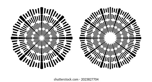 Conjunto de padrões geométricos de círculo. Elementos de design circular de rotação abstrata.  Arte vetorial.