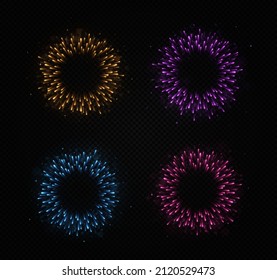 Conjunto de círculos en estrellas brillantes o cometas que se mueven del centro al borde con un efecto de movimiento súper rápido. Las estrellas borrosas iluminan las líneas.