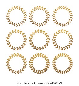 Set from circle gold laurel wreath