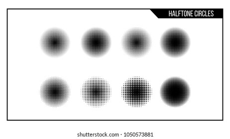 Set of circle halftone. Abstract halftone background. Black circles.