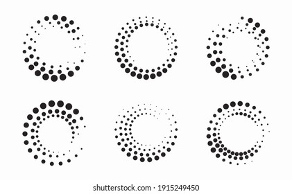 Set of Circle Halftone Frame Effects. A beautiful circular halftone. Isolated on white background.