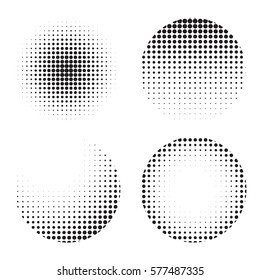 Set of circle halftone texture for graphic design. Vector illustration.