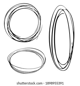Set of circle hand drawing frame for banner, logo, card. 