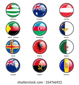 Set circle icon  Flags of world sovereign states. Vector illustration. 