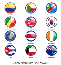 Set circle icon  Flags of world sovereign states. Vector illustration. 
