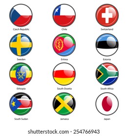 Set circle icon  Flags of world sovereign states. Vector illustration. 