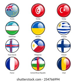 Set circle icon  Flags of world sovereign states. Vector illustration. 