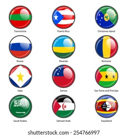 Set circle icon  Flags of world sovereign states. Vector illustration. 