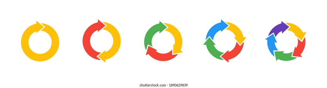 Set of circle infographic arrows. Refresh reloar rotation recycling arrows. Infographic circle set. Infographic diagram chart. Business concept. Business succes. Vector graphic. EPS 10