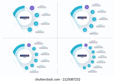 Set of circle infographic design templates. 4 5 6 7 options. Vector illustration.