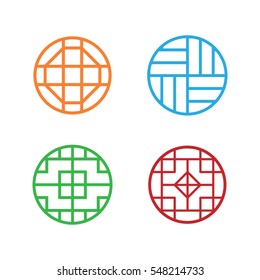 Set of Circle Korean pattern window frame, vector