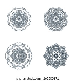 Set of circle lace patterns. Mandala. Vector elements for design
