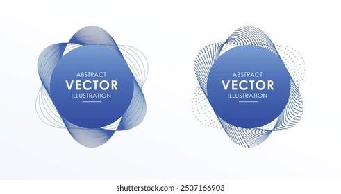 Conjunto de Formas abstractas onduladas de líneas circulares con Ilustración vectorial de forma geométrica. Forma de elemento Abstractas Memphis se puede utilizar para marco, presentación, infografía, fluido.
