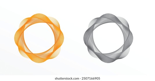 Conjunto de Formas abstractas onduladas de líneas circulares con Ilustración vectorial de forma geométrica. Forma de elemento Abstractas Memphis se puede utilizar para marco, presentación, infografía, fluido.