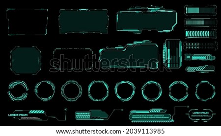 Set Circle and loading bar Abstract digital technology UI,UX Futuristic HUD, FUI, Virtual Interface. Callouts titles and frame. Sci Fi modern futuristic user interface square Frames blocks. Vector