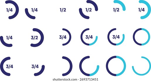 Set of circle loading pie chart diagrams for infographics