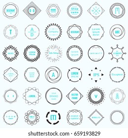 Set of circle logos, business icon collection, label graphics, round frames, vector illustration