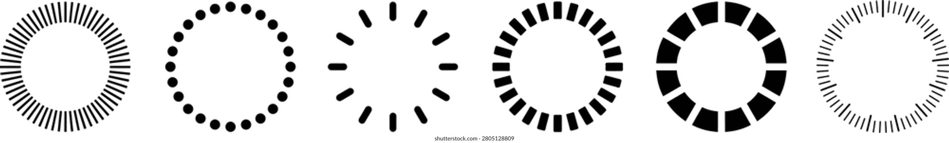 A set of circle made of dashes vector illustration